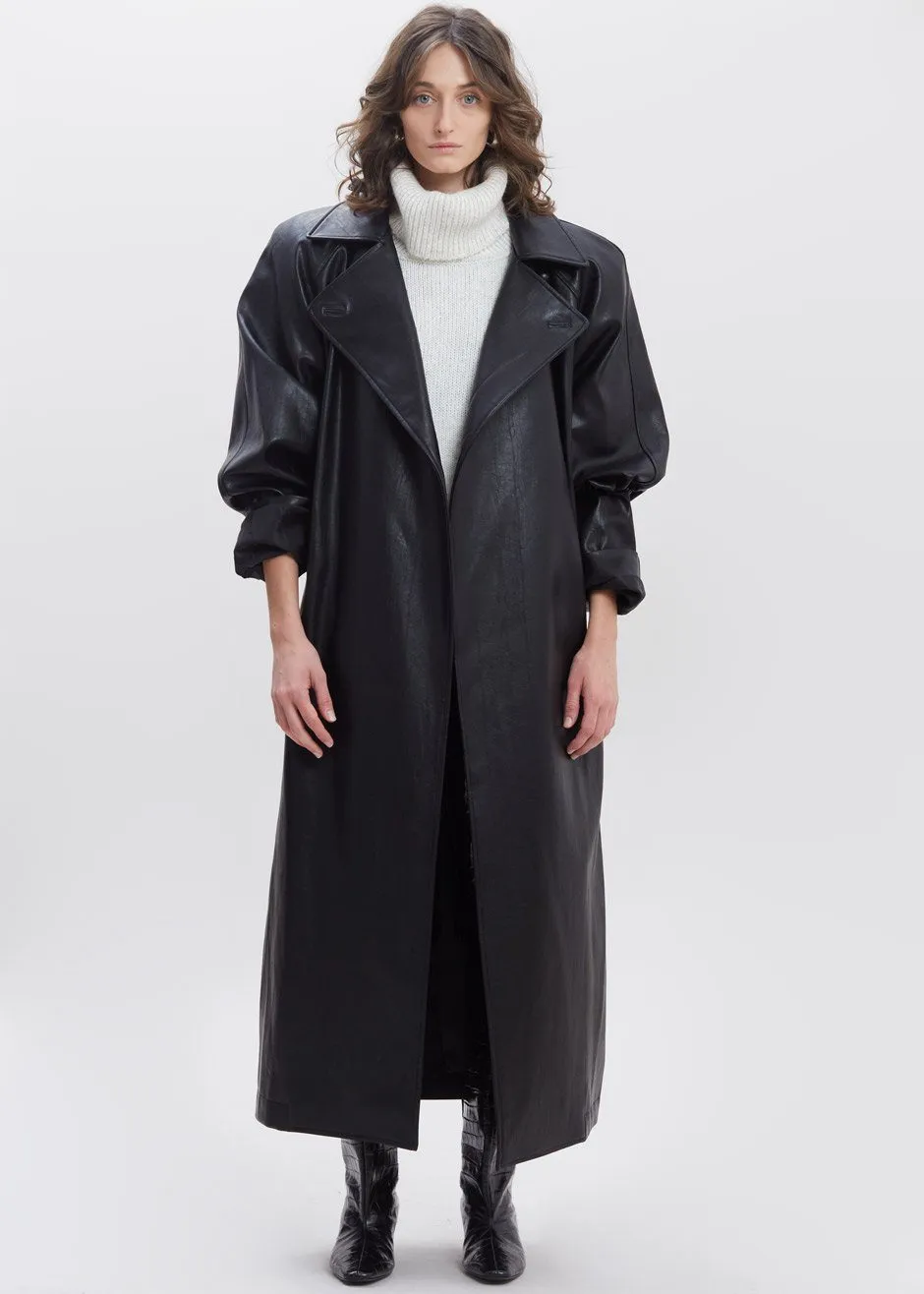 Henna Oversized Faux Leather Trench