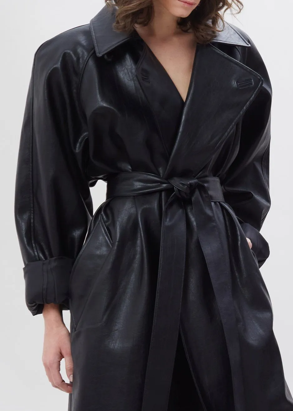 Henna Oversized Faux Leather Trench