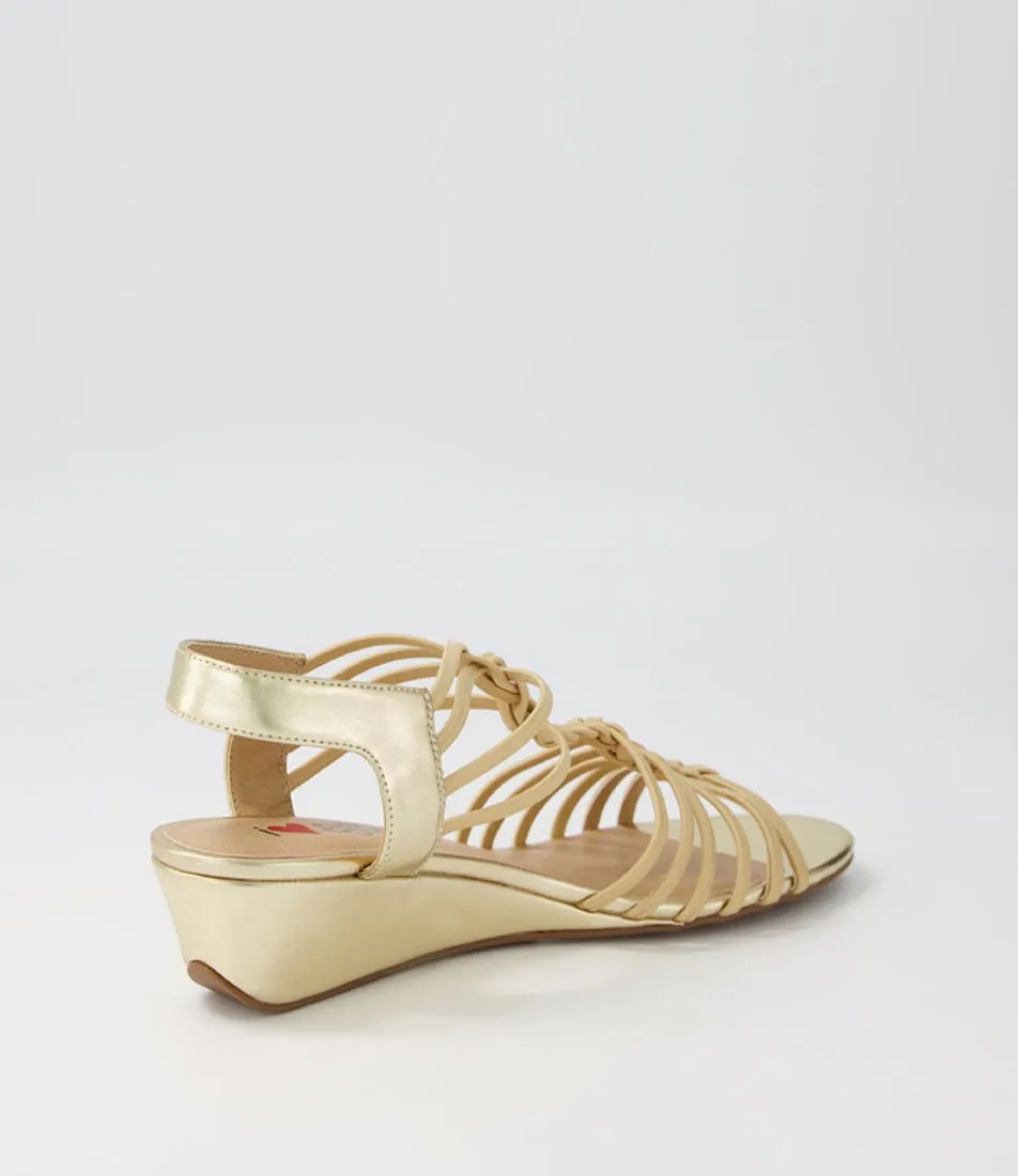 I LOVE BILLY Brinker Pale Gold Elastic Sandals