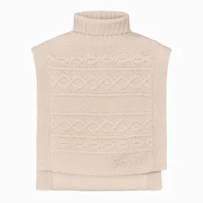 Ivory Wool Cable Knit Poncho for Girls