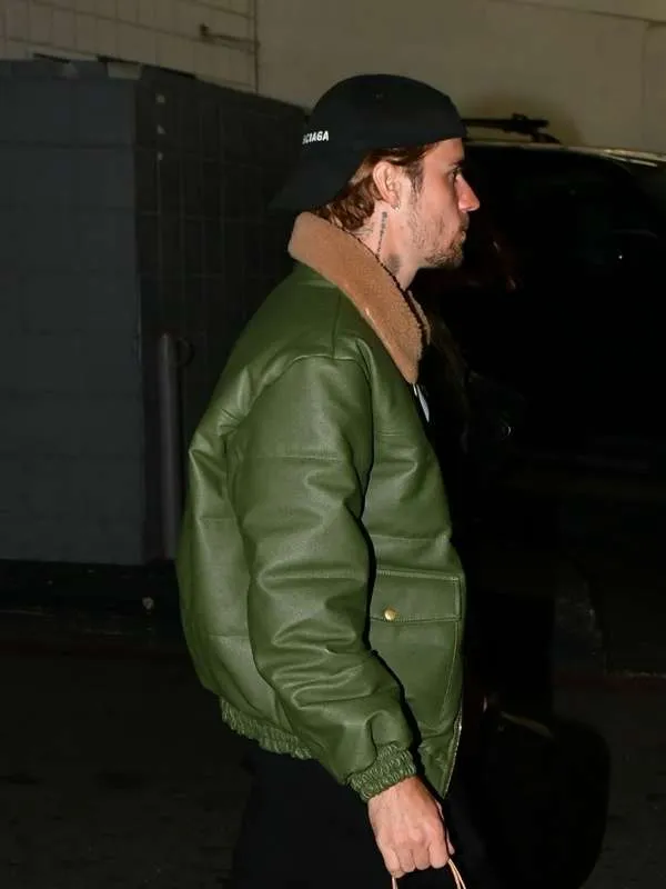 Justin Bieber Green Leather Jacket - New American Jackets