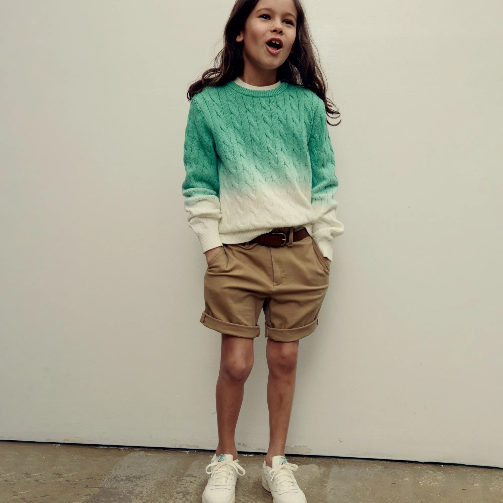 Dip-Dyed Cable-Knit Sweater