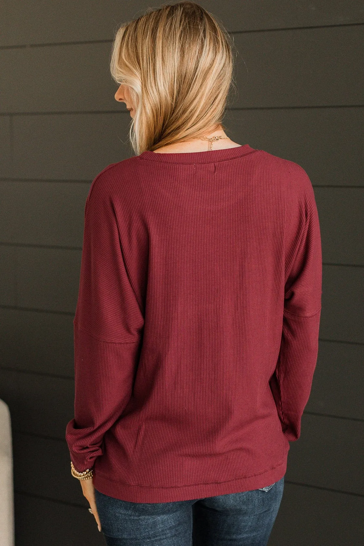 Express It All Knit Pullover Top - Burgundy