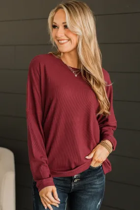 Express It All Knit Pullover Top - Burgundy