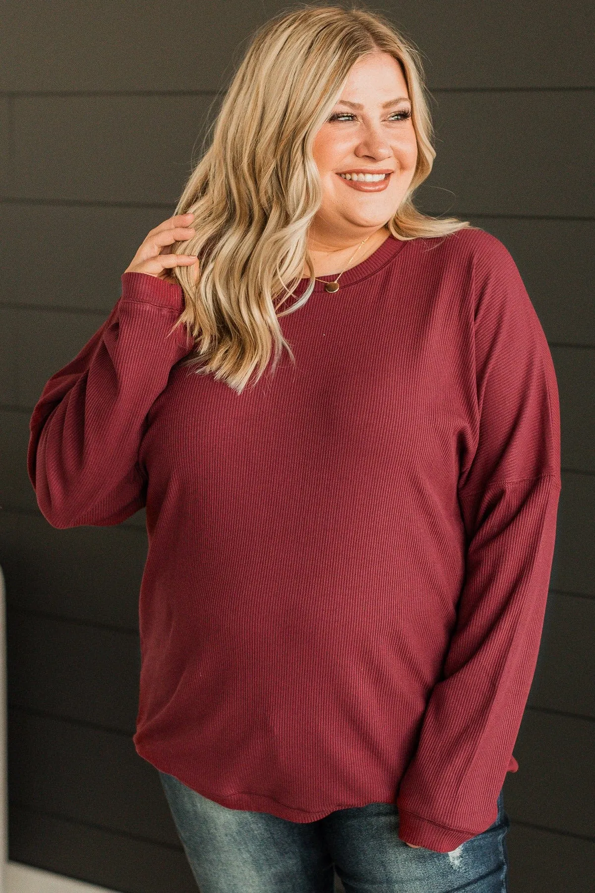 Express It All Knit Pullover Top - Burgundy