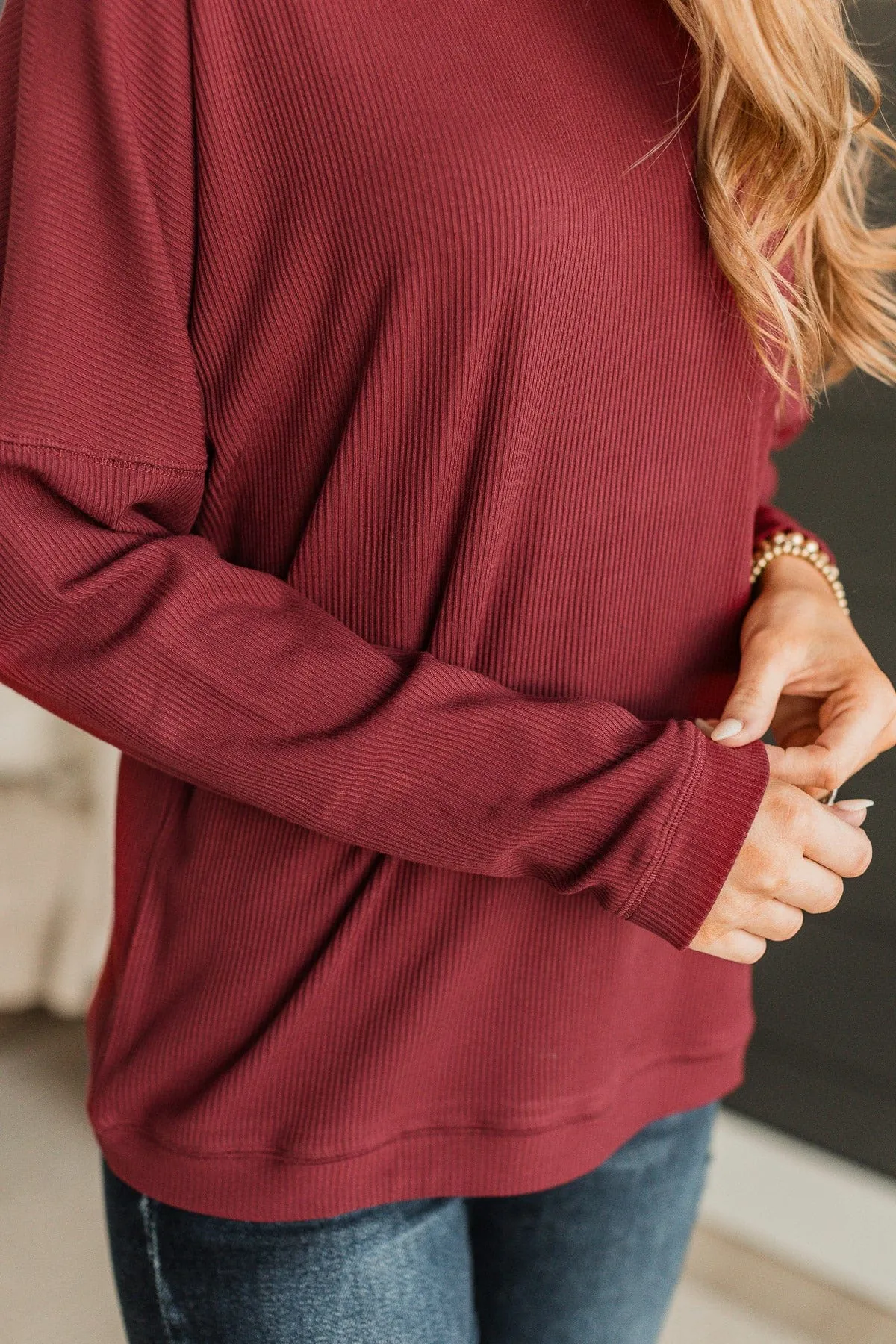 Express It All Knit Pullover Top - Burgundy