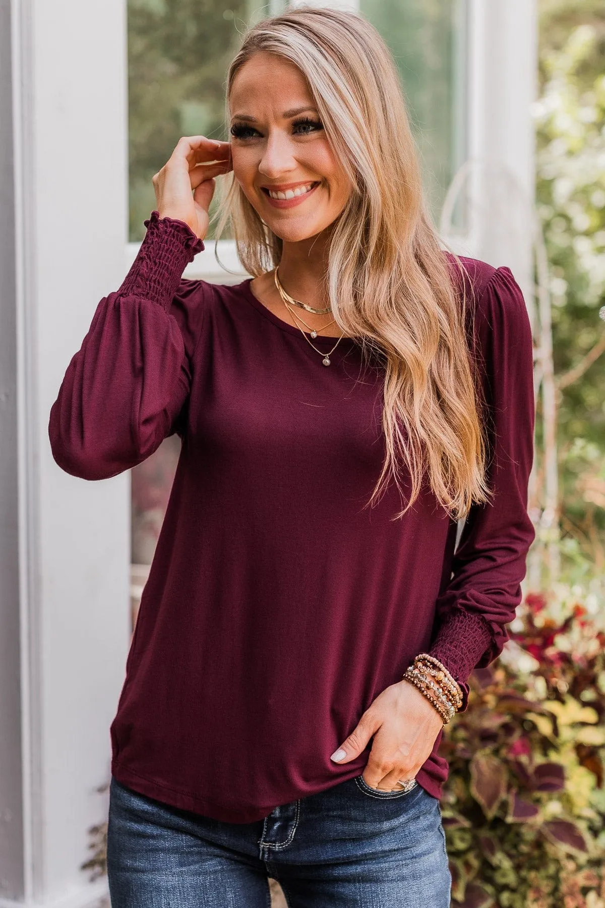 Burgundy Knit Top Love