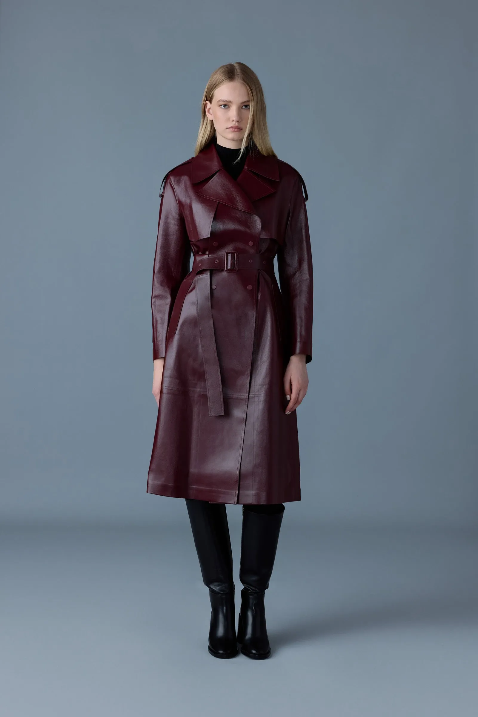 Leather Trench with Belt CARMELA