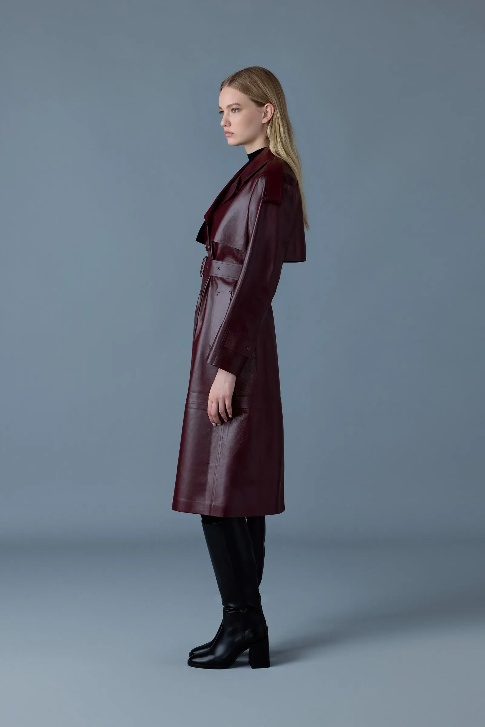 Leather Trench with Belt CARMELA