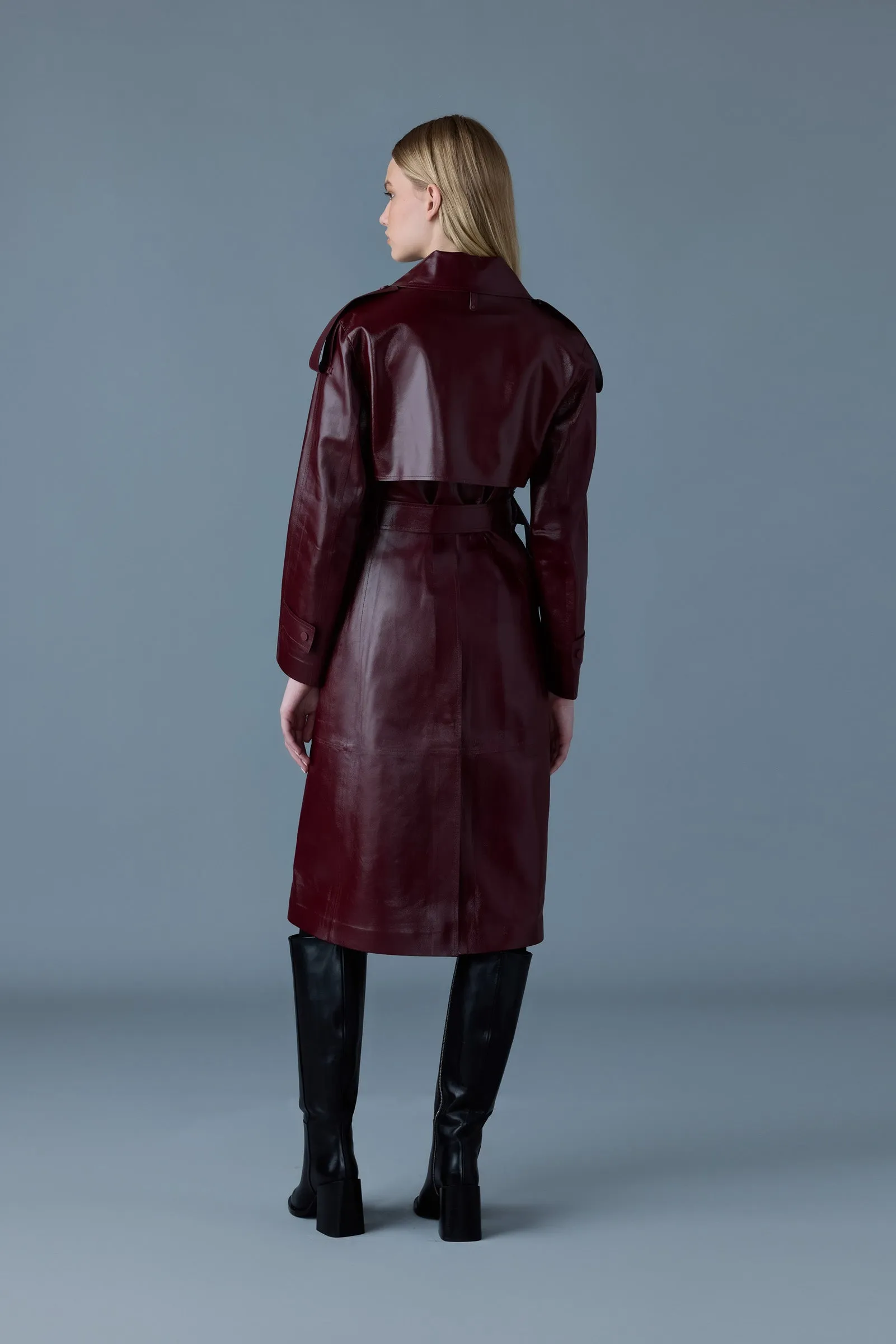 Leather Trench with Belt CARMELA