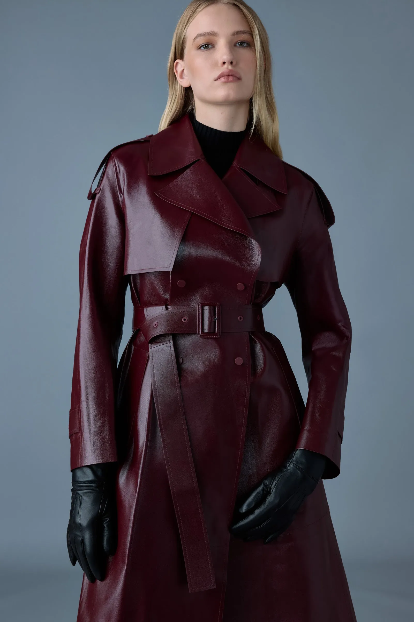 Leather Trench with Belt CARMELA