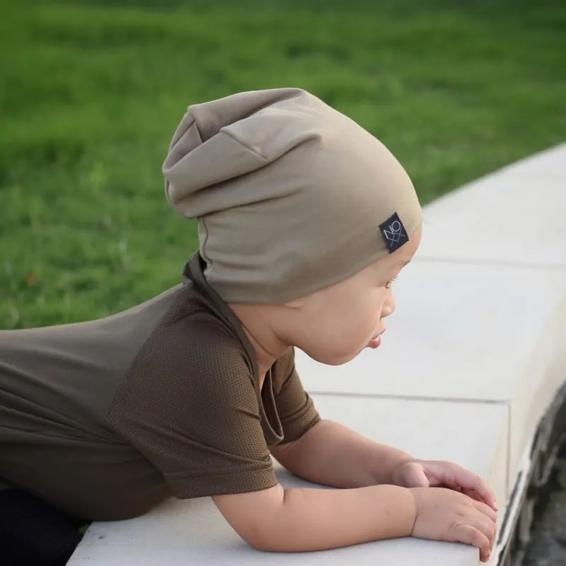 Light Olive Jersey Knit Beanie