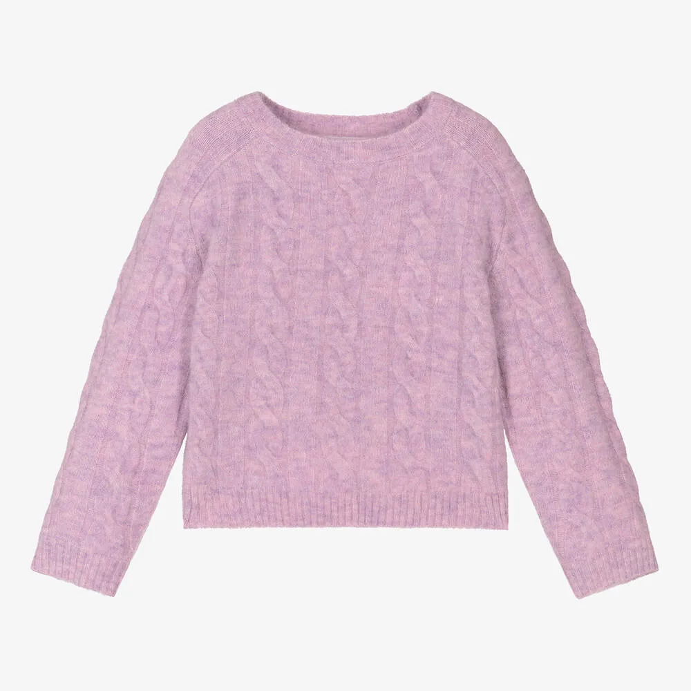 Lilac Cable Knit Sweater for Girls