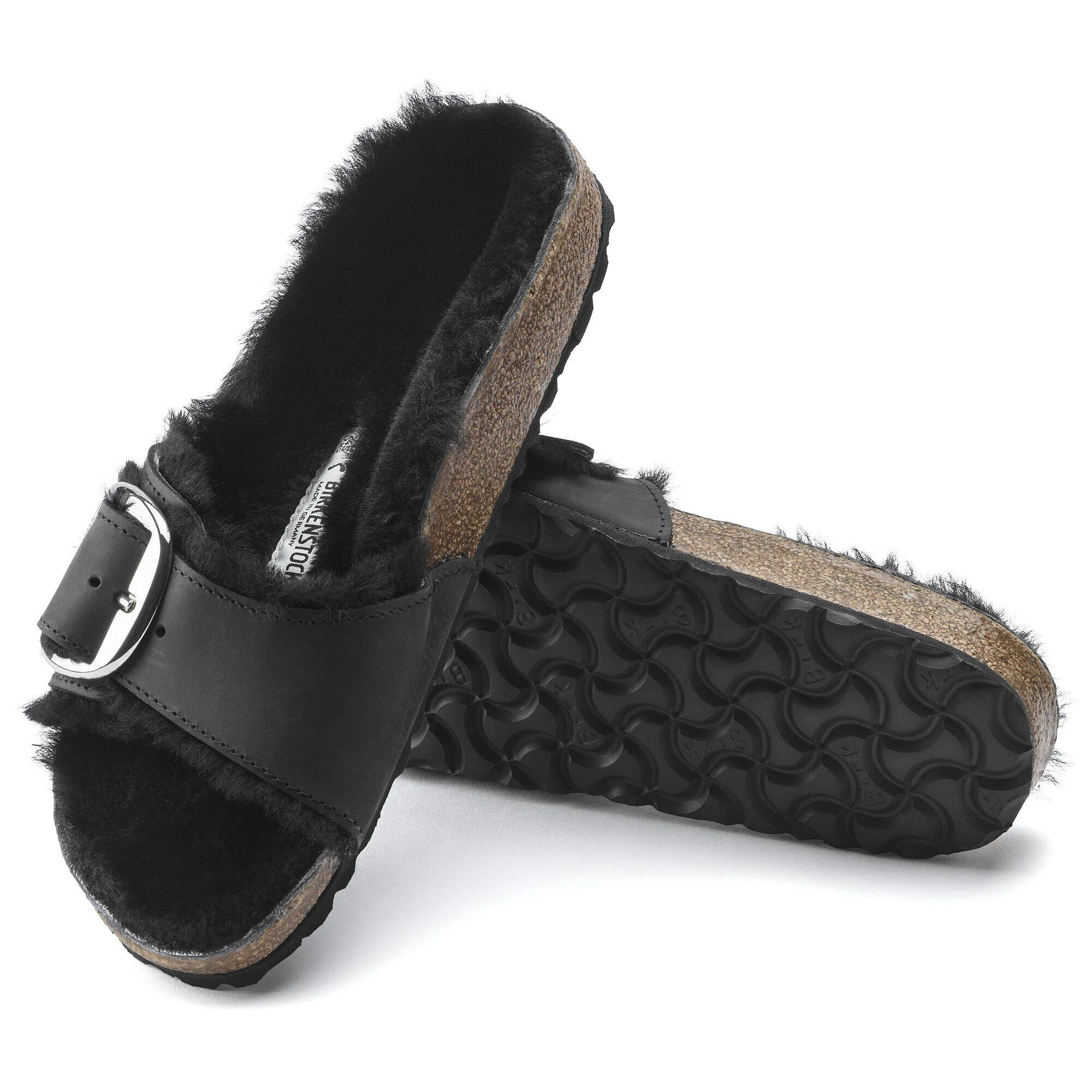 Madrid Big Buckle Shearling Oiled Leather