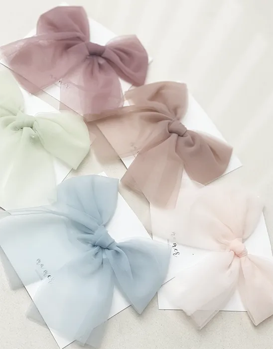 Matching Colour Bow Clip or Elastic Headband by Valentina