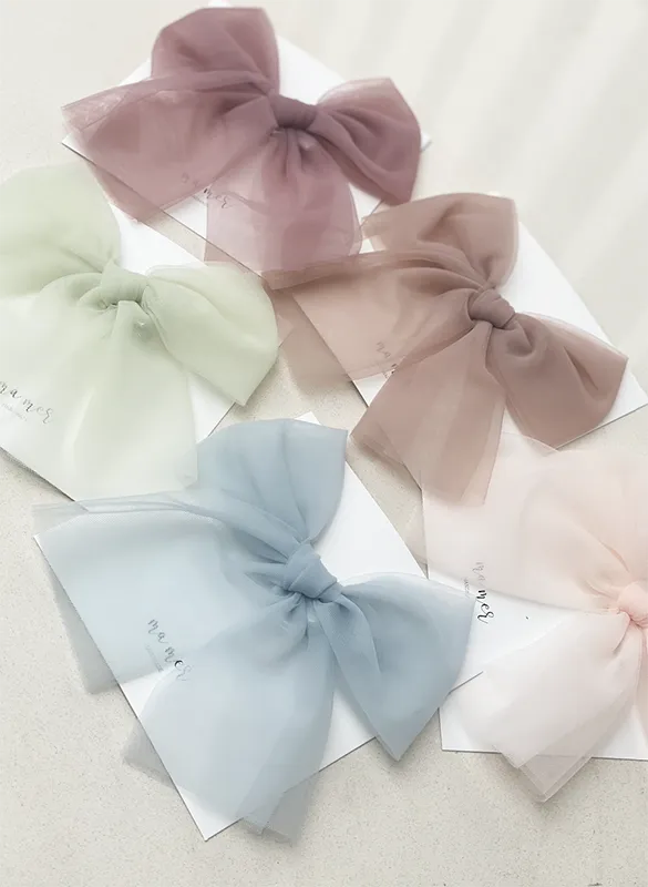 Matching Colour Bow Clip or Elastic Headband by Valentina