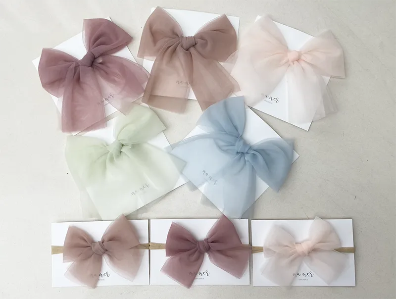 Matching Colour Bow Clip or Elastic Headband by Valentina