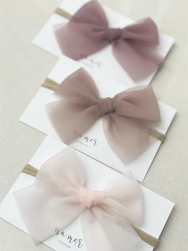 Matching Colour Bow Clip or Elastic Headband by Valentina