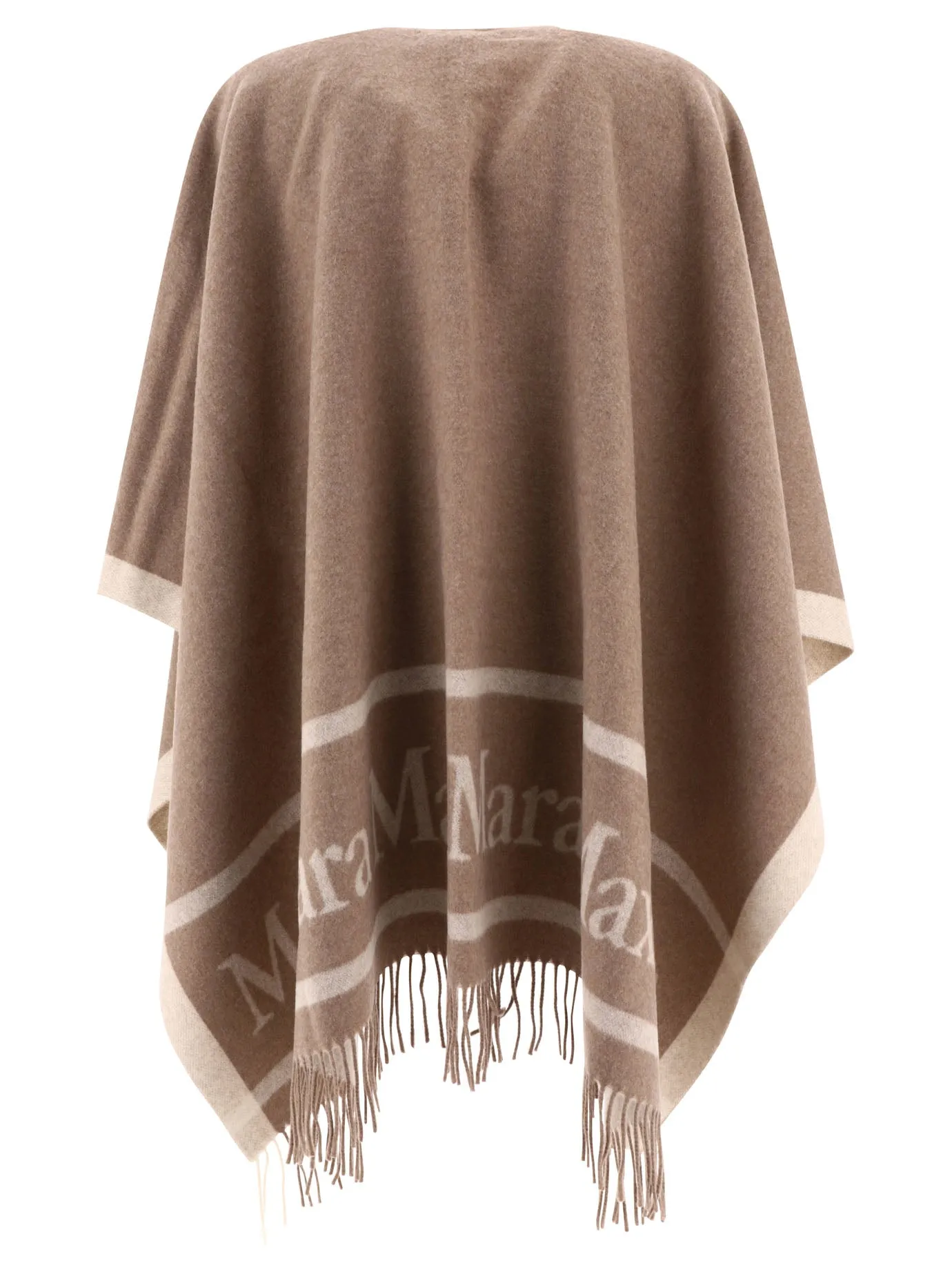 Max Mara    Max Mara Jacquard Logo Decorated Wool Poncho