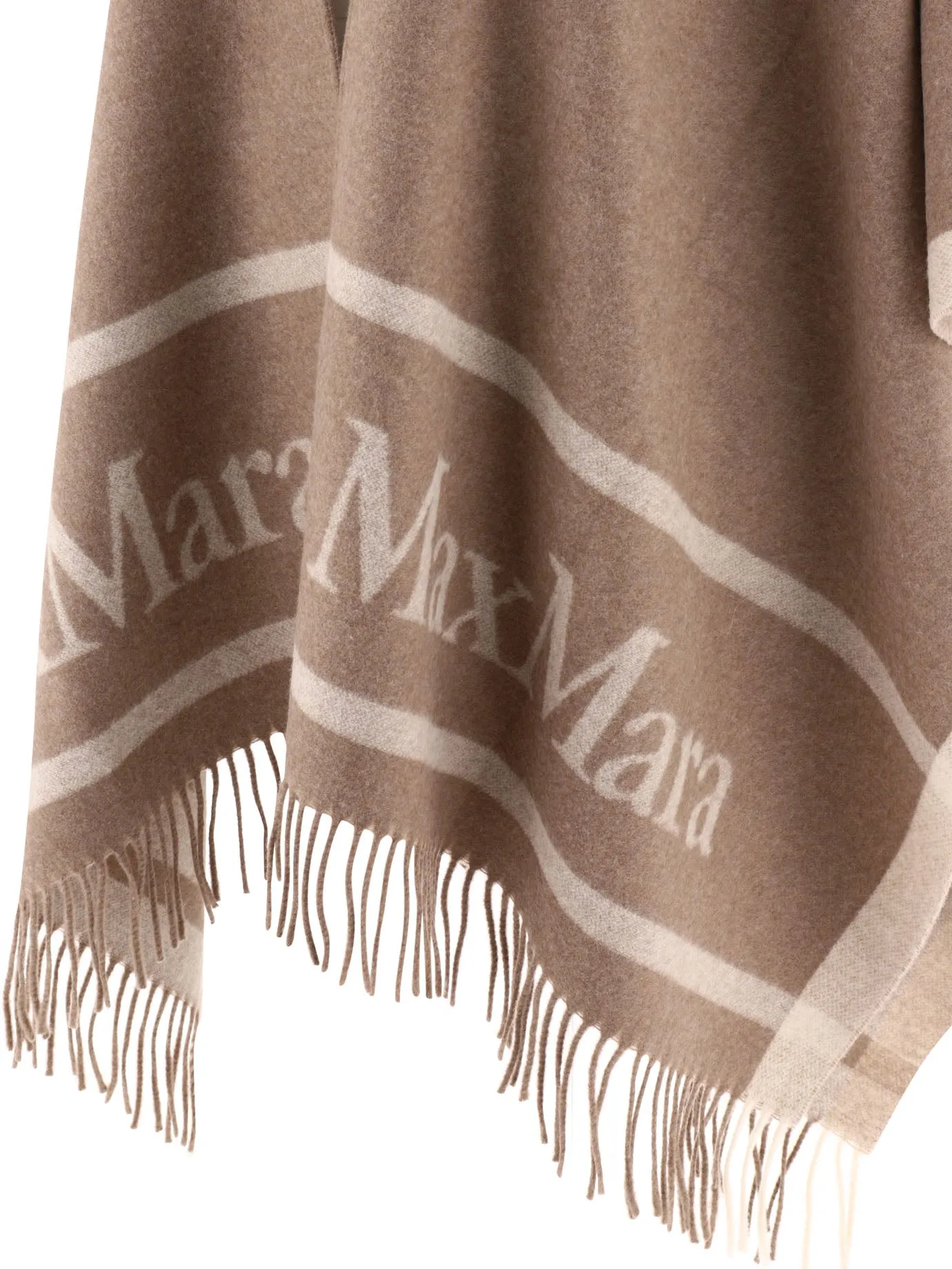 Max Mara    Max Mara Jacquard Logo Decorated Wool Poncho