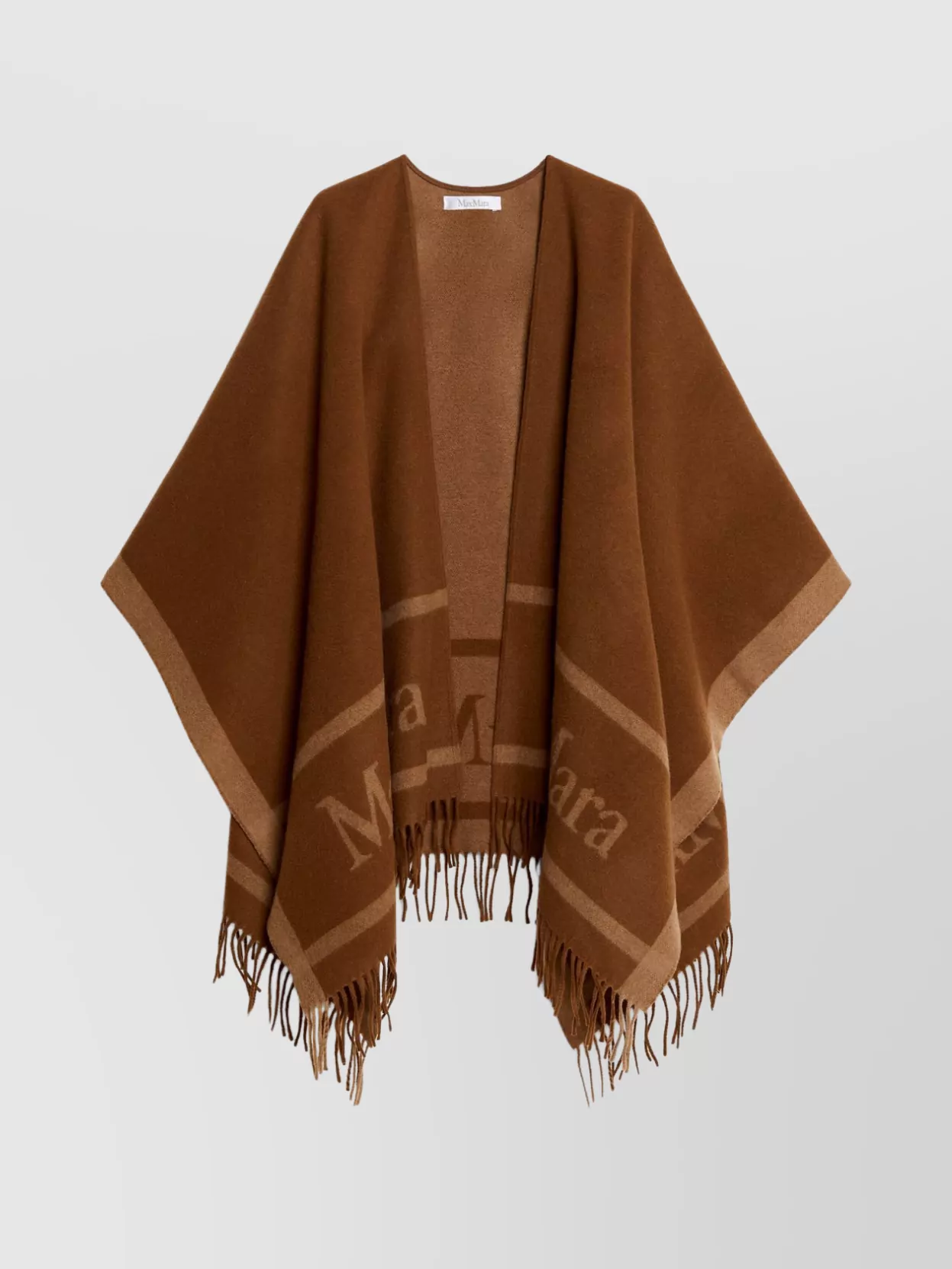 Max Mara Wool Poncho Jacquard Logo