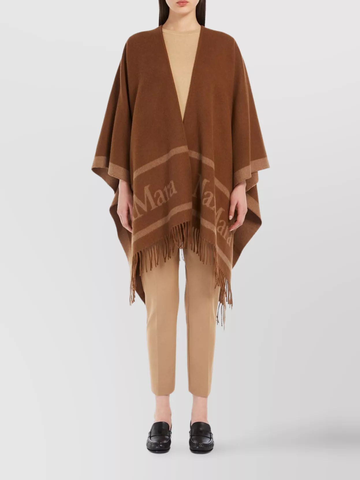 Max Mara Wool Poncho Jacquard Logo