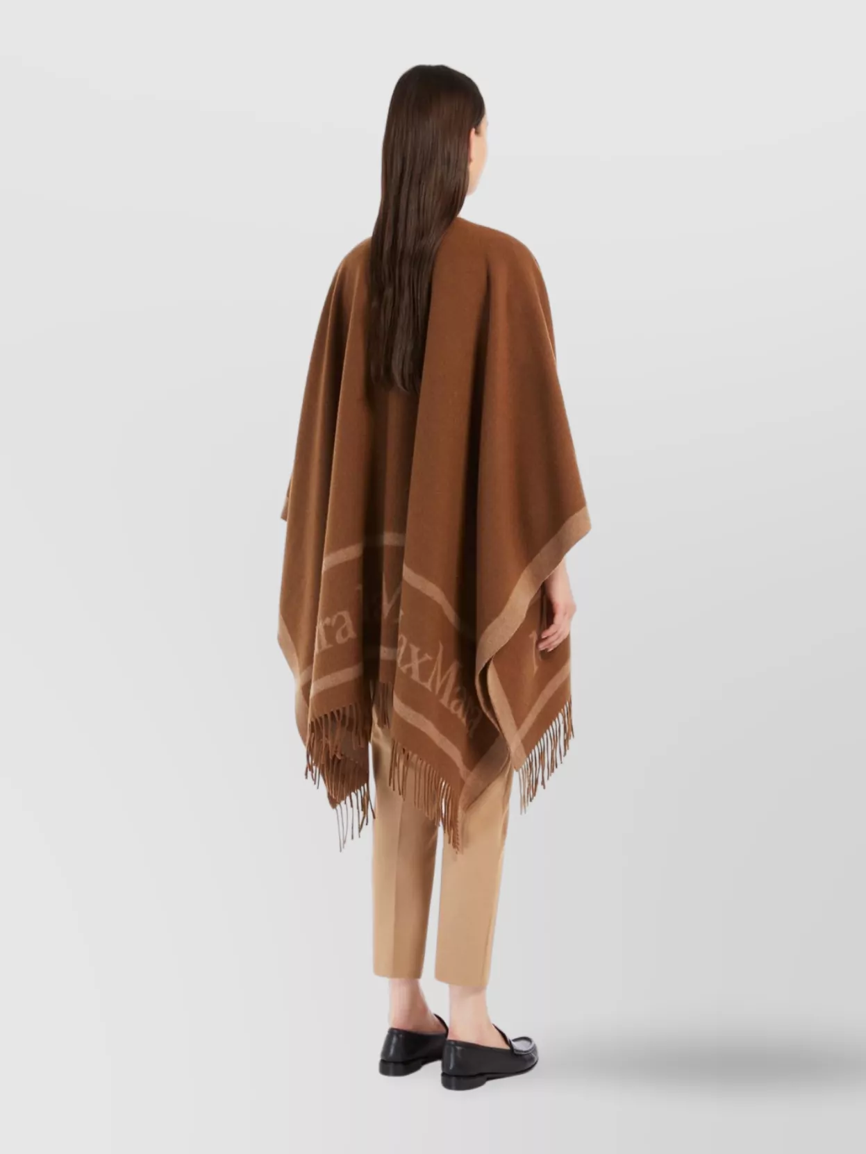 Max Mara Wool Poncho Jacquard Logo