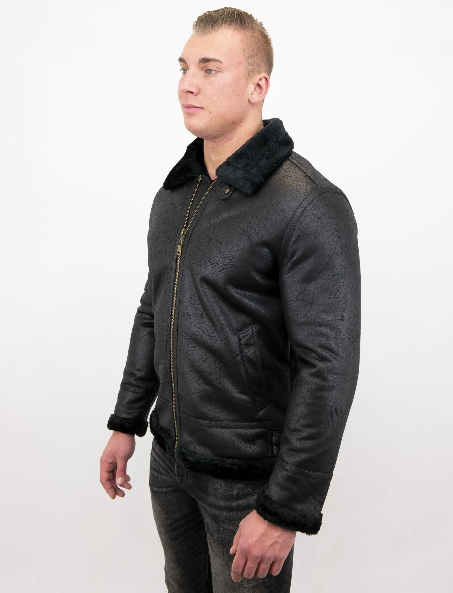 Black Men Shearling Jacket