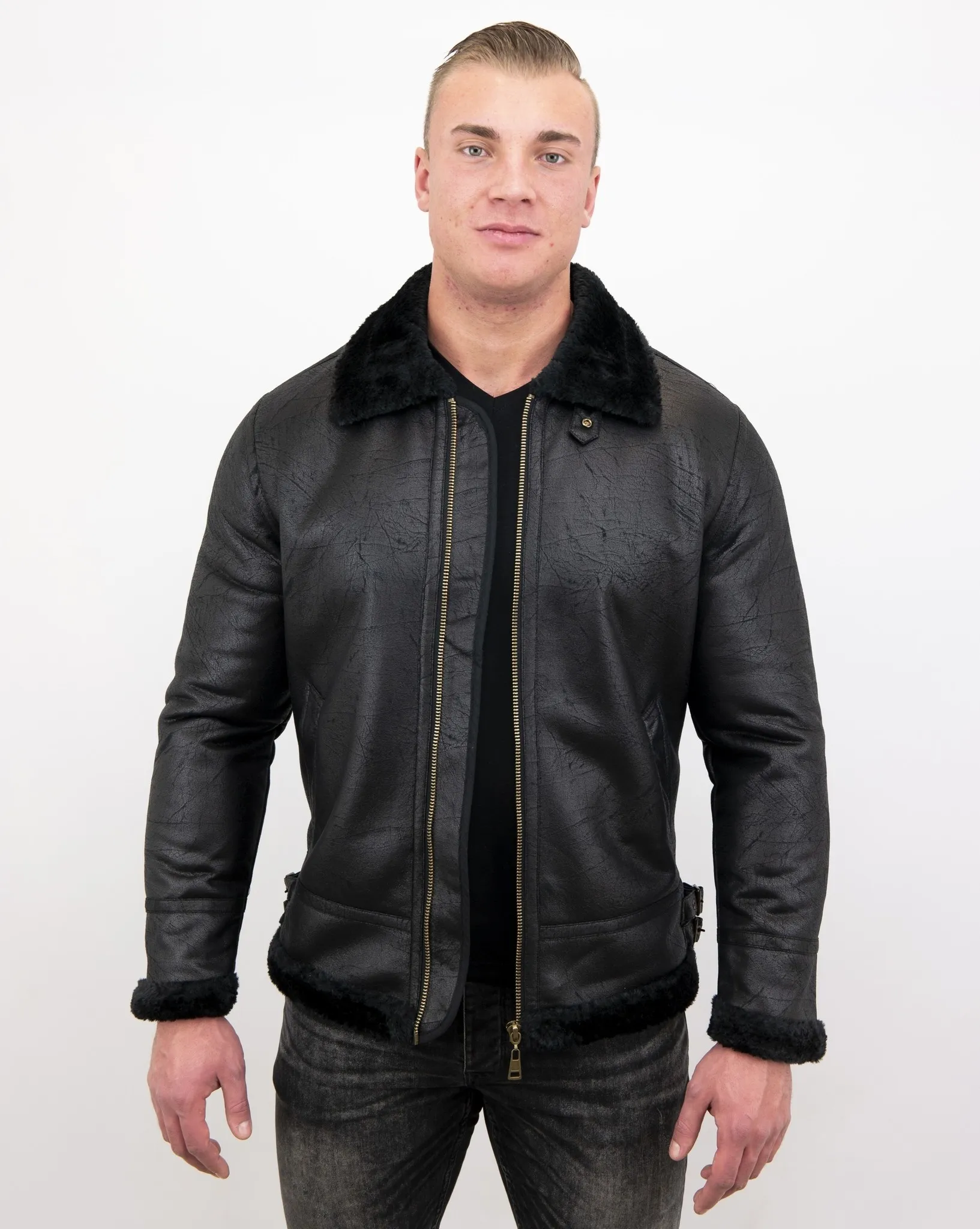 Black Men Shearling Jacket