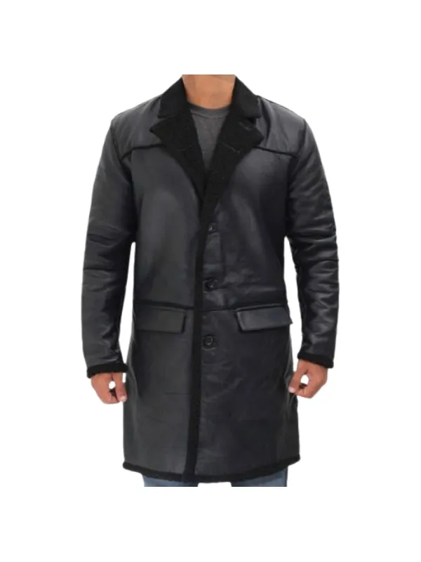 Mens Black Shearling Winter Coat by Rockville