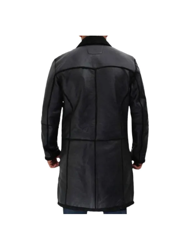 Mens Black Shearling Winter Coat by Rockville