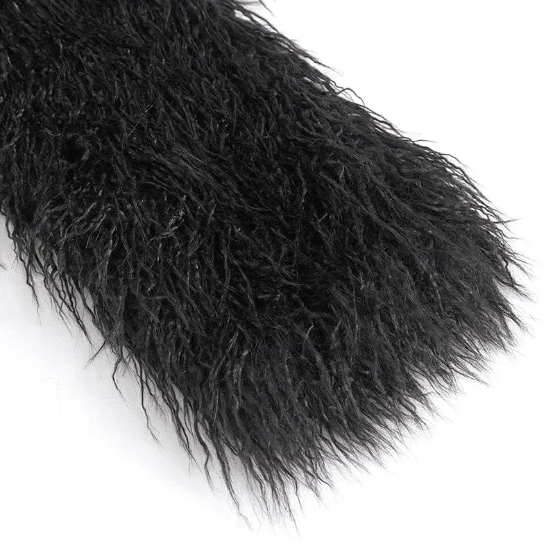 Mens Punk Faux Fur Scarf Hood