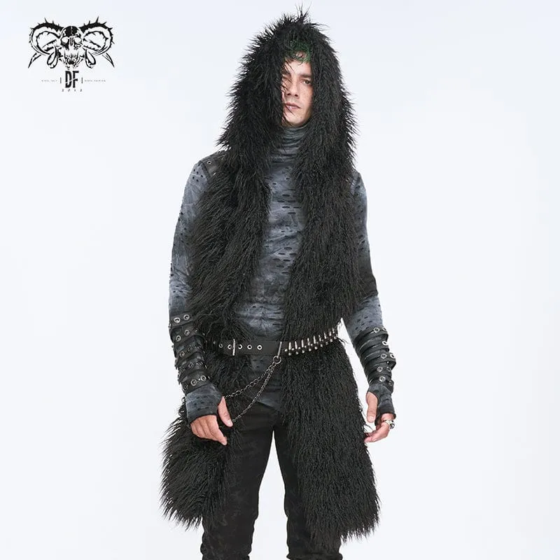 Mens Punk Faux Fur Scarf Hood