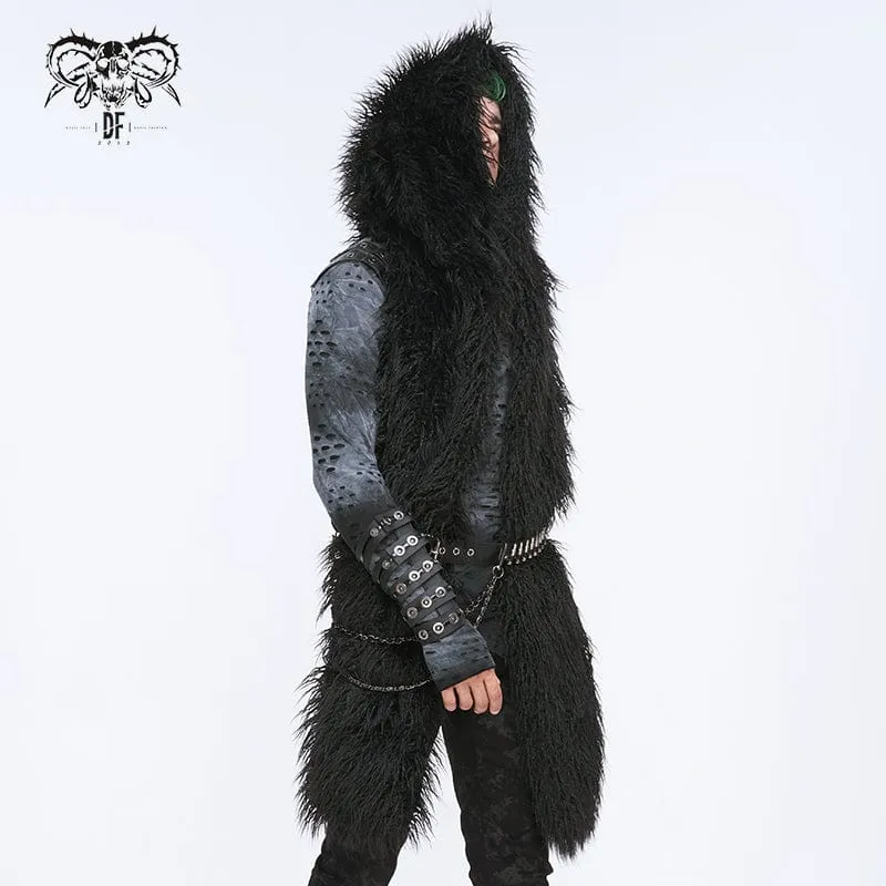 Mens Punk Faux Fur Scarf Hood