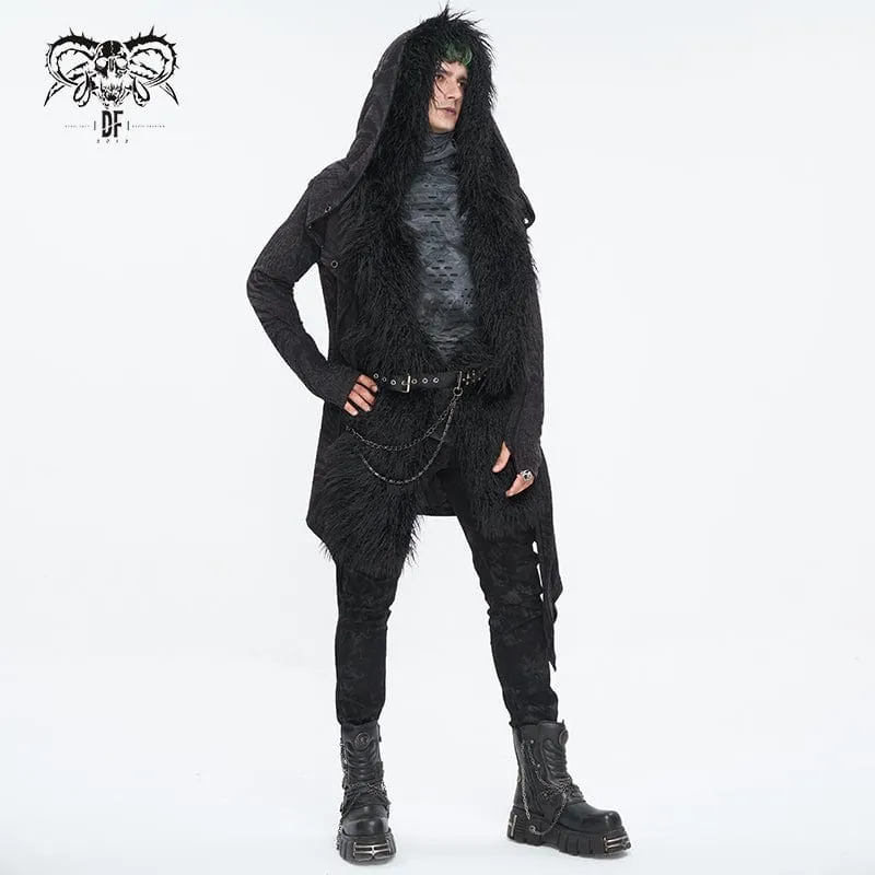 Mens Punk Faux Fur Scarf Hood