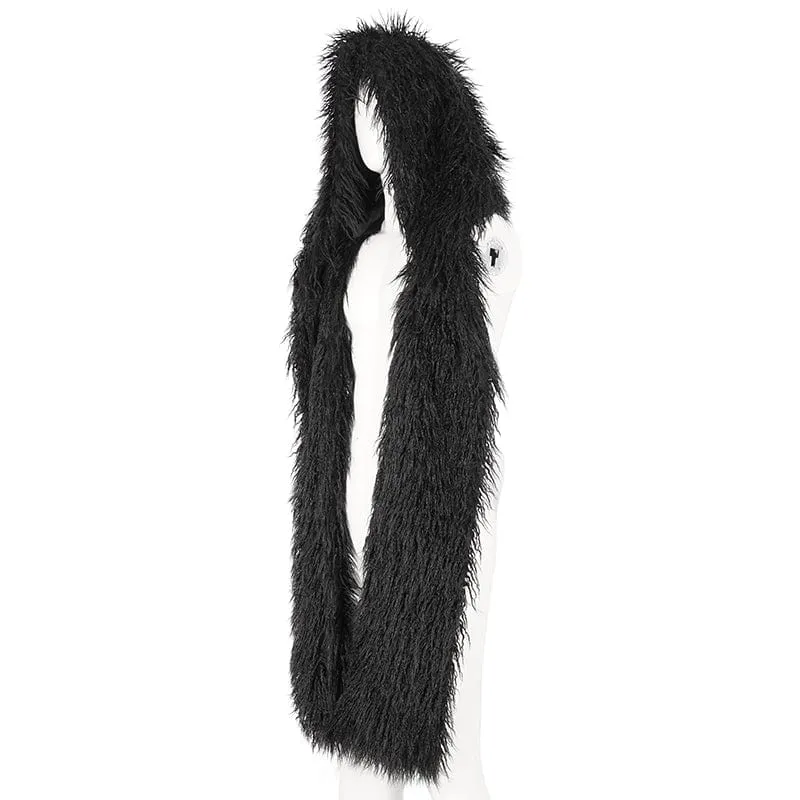 Mens Punk Faux Fur Scarf Hood