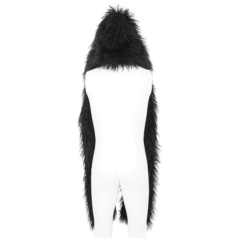 Mens Punk Faux Fur Scarf Hood