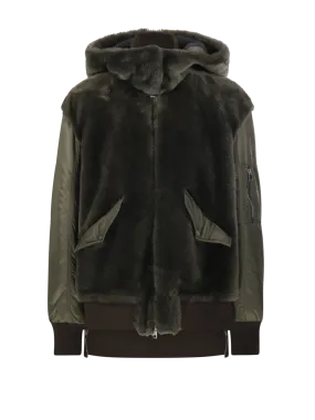 Military Green Blanca Shearling Fur Jacket