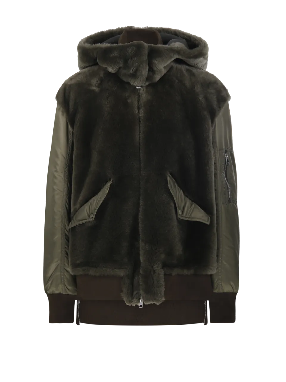 Military Green Blanca Shearling Fur Jacket