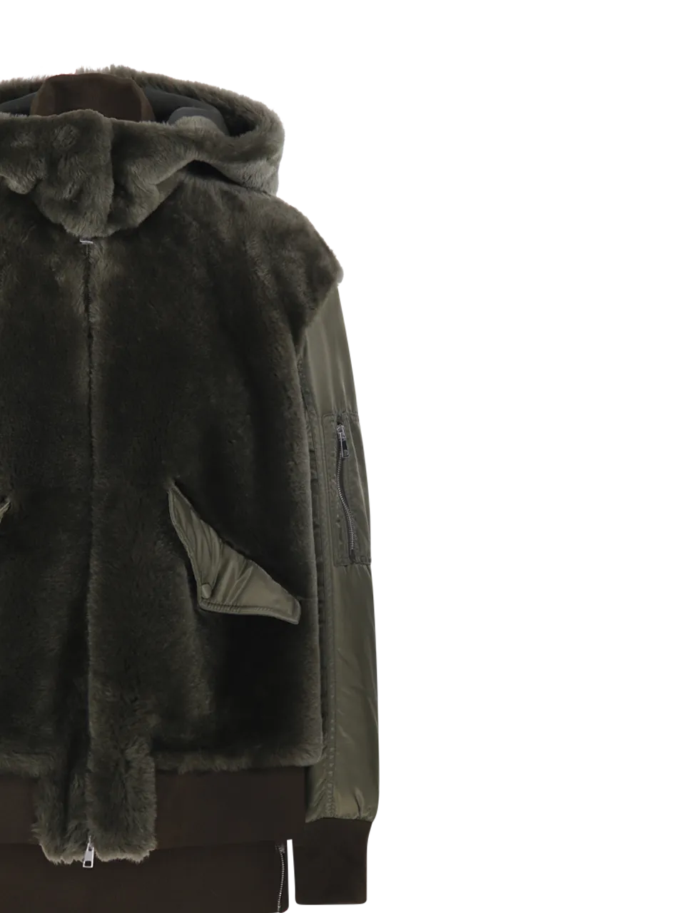 Military Green Blanca Shearling Fur Jacket