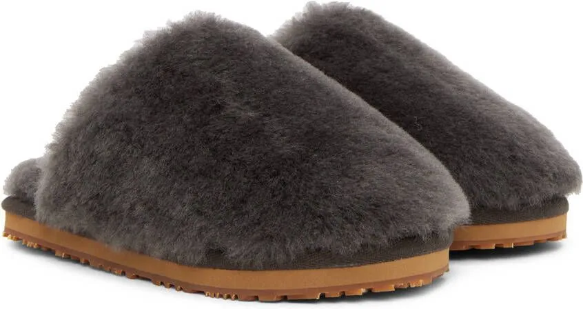 Mou Gray Sheepskin Fur Slippers