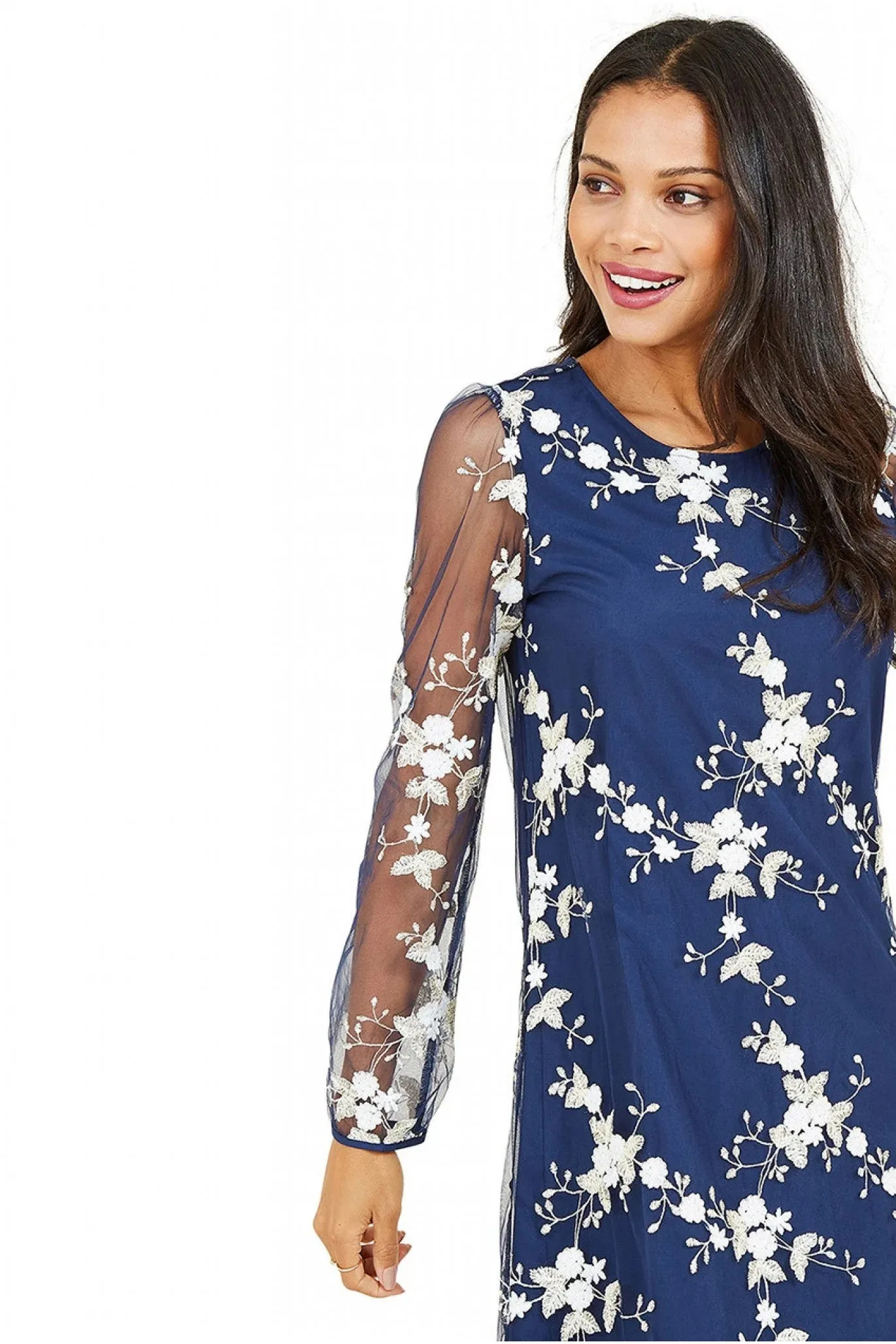 Yumi Navy Lace Mesh Tunic