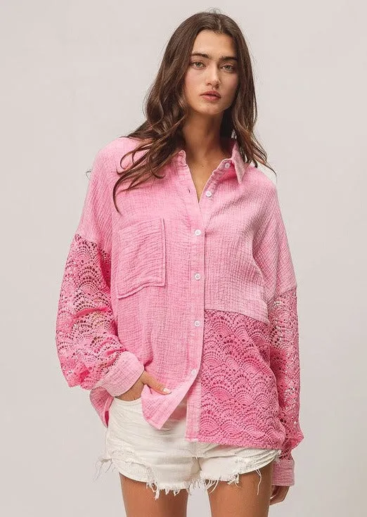 Oversized Gauze Lace Top