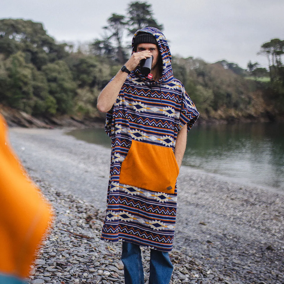 Oversized Recycled Polar Fleece Poncho Stargazer Navy