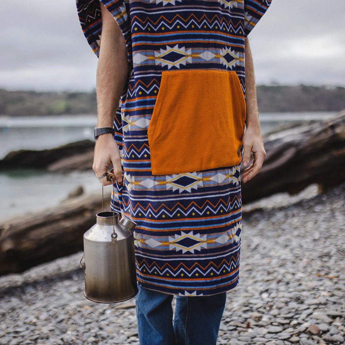 Oversized Recycled Polar Fleece Poncho Stargazer Navy