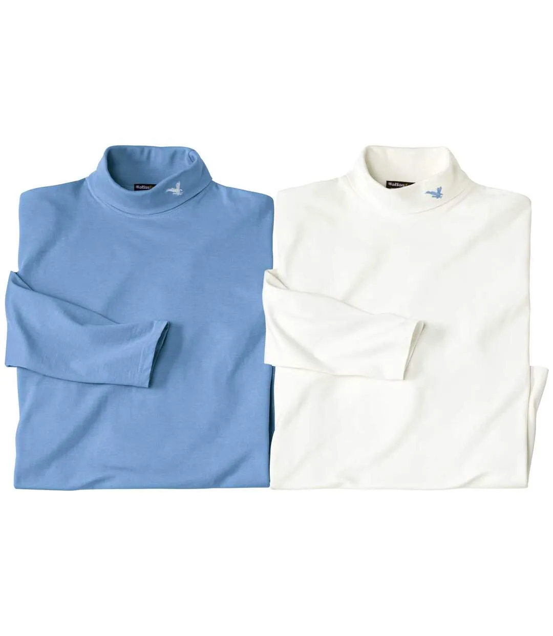 Pck of 2 Men's Turtleneck Tops - Blue Ecru