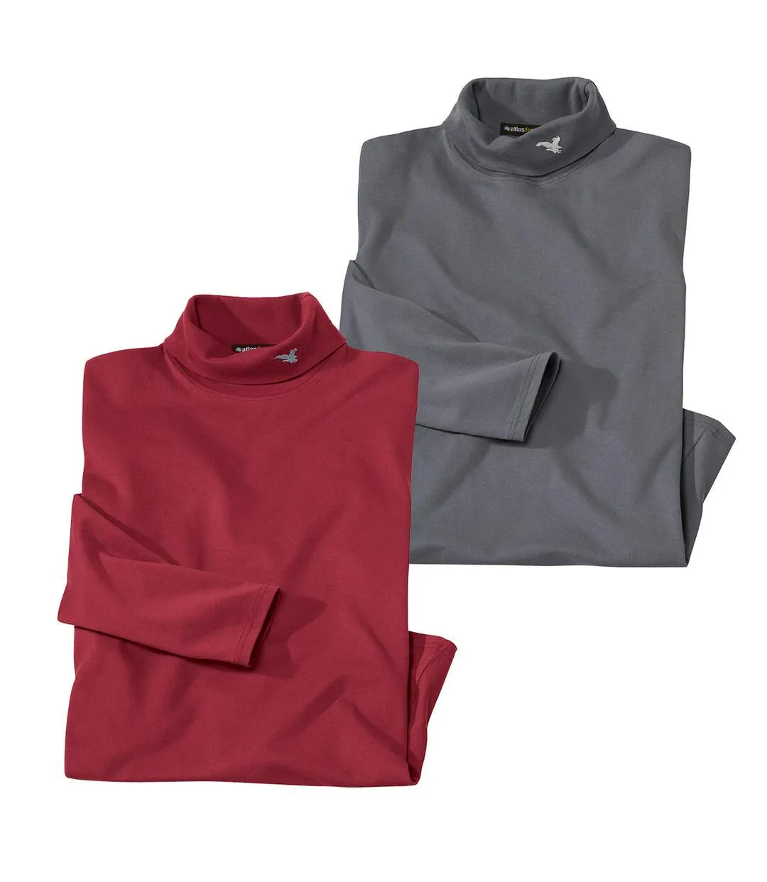 Pack of 2 Men's Red Grey Turtleneck Tops