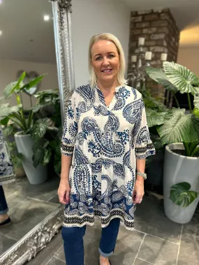 Tina's Tunic in Tribal Petrol Blue-A Striking Statement