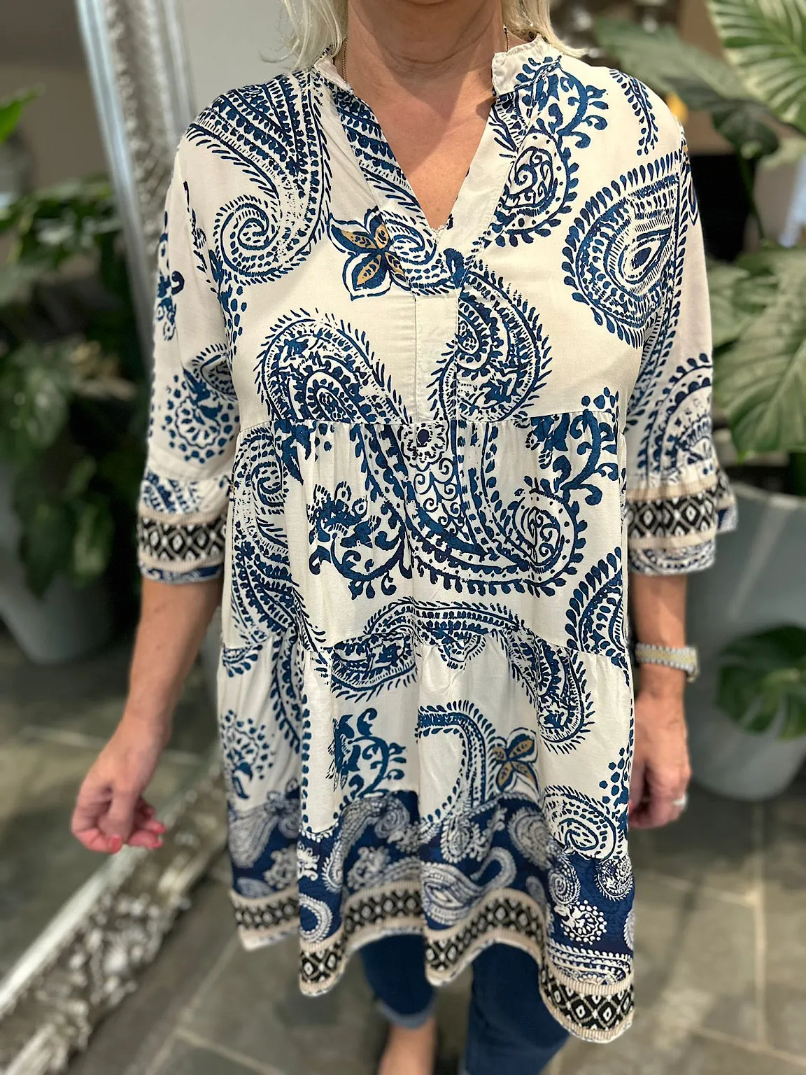 Tina's Tunic in Tribal Petrol Blue-A Striking Statement