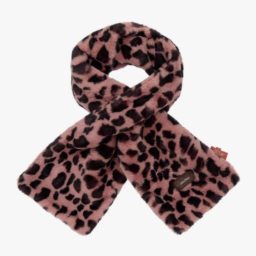 Pink Leopard Faux Fur Scarf